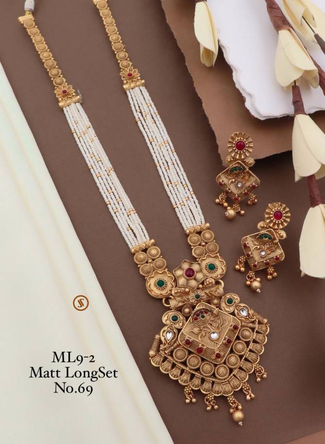 ML9 Designer Matte Moti Long Set Wholesale Price In Surat
